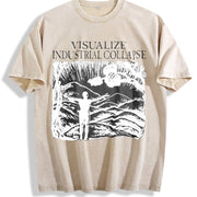 Embrace Nature Short-sleeve Vintage Washed T-Shirt in Beige