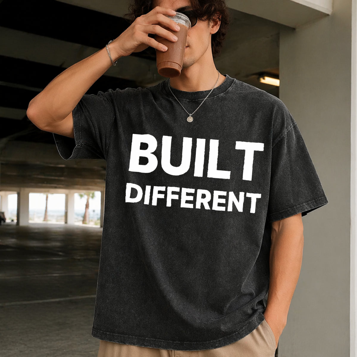 Built Different Vintage Washed T-Shirt in Black
