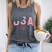 A Vest the Theme of Independence Day in the United States Women's Color Cotton Tank Top in Gray