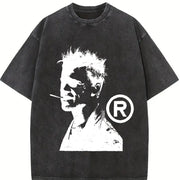 Fight Club Gothic Grunge Y2k Emo Scene Amity Affliction Vintage Washed T-Shirt in Black