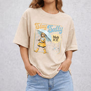 Subtle Anti Ice Stay Salty Protest vintage washed oversized T-shirt in Beige