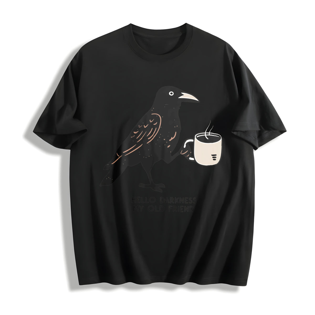 Hello Darkness My Old Friend Cotton T-Shirt in Black