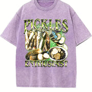 Pickle Enthusiast 90s Vintage Washed T-Shirt in Purple