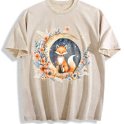 Bohemian Short-sleeve Vintage Washed T-Shirt in Beige