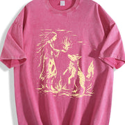 American Native Wolf ® Vintage Washed T-Shirt in Red