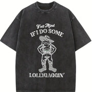 Y'all Mind If I Do Some Lollygaggin' Retro Farmer Frog 90s Vintage Washed T-Shirt in Black