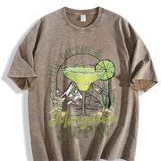 Chill Dippin' & Margarita Sippin' vintage washed oversized T-shirt in Brown