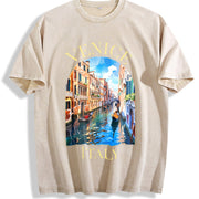 Venice Italy Canals Vintage Washed T-Shirt in Beige