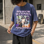 Shadow Wizard Money Gang Vintage Washed T-Shirt in Blue