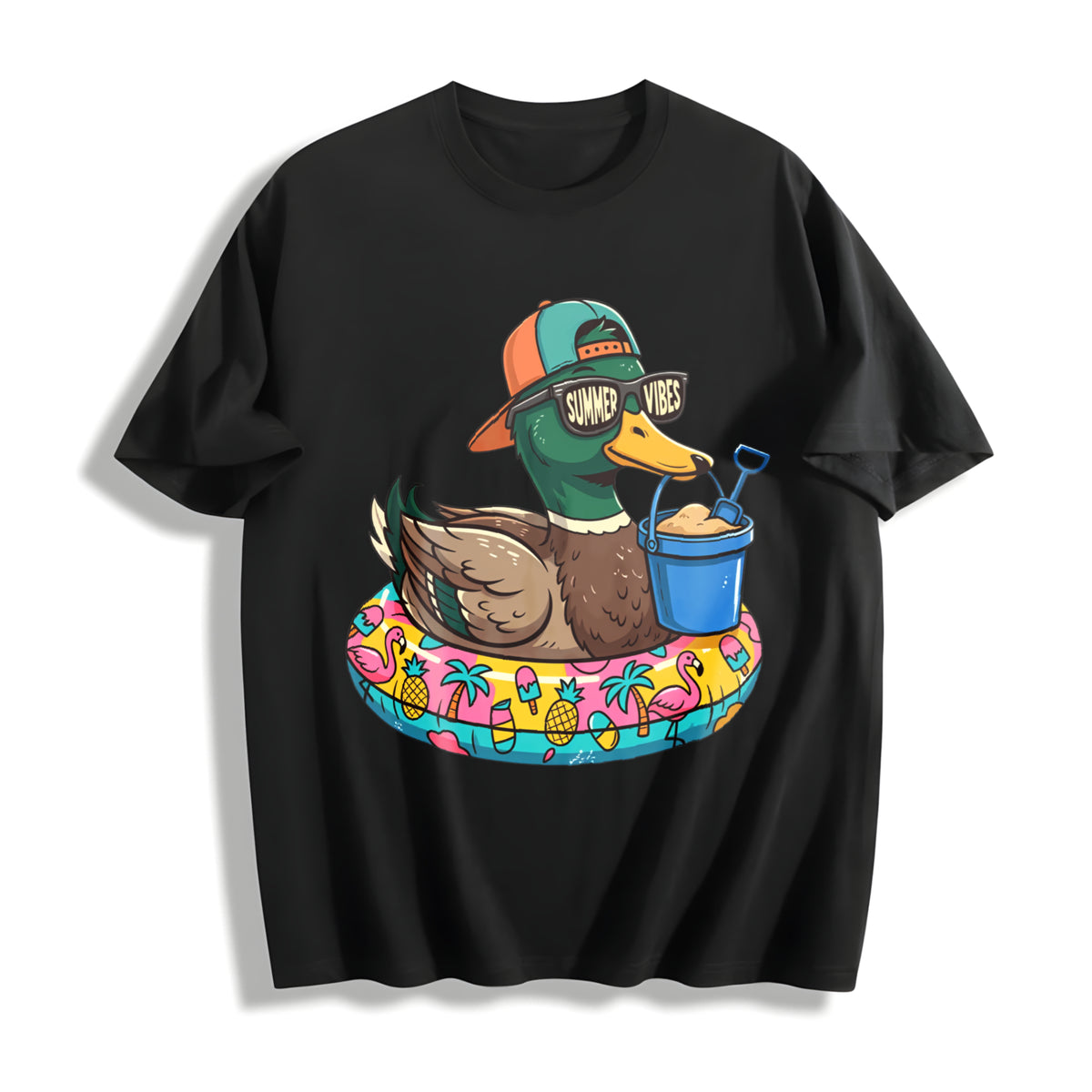 Vibes Duck Lover Cotton T-Shirt in Black