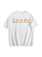 Bad Day to Be a Hotdog Retro Hotdog Cotton T-Shirt in White