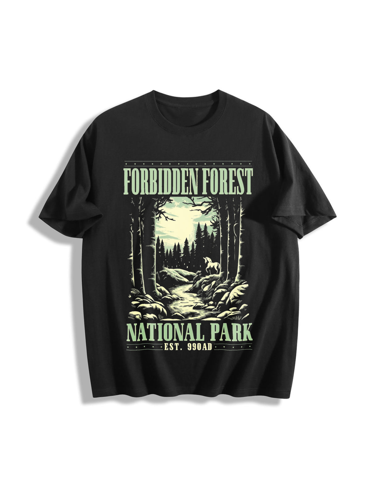 Forbidden Forest Bookish Cotton T-Shirt in Black