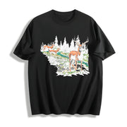 The 90s National Wildlife Deer Cotton T-Shirt in Black