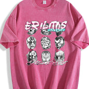 Lucha Libre Masks Retro Off-white Vintage Washed T-Shirt in Red