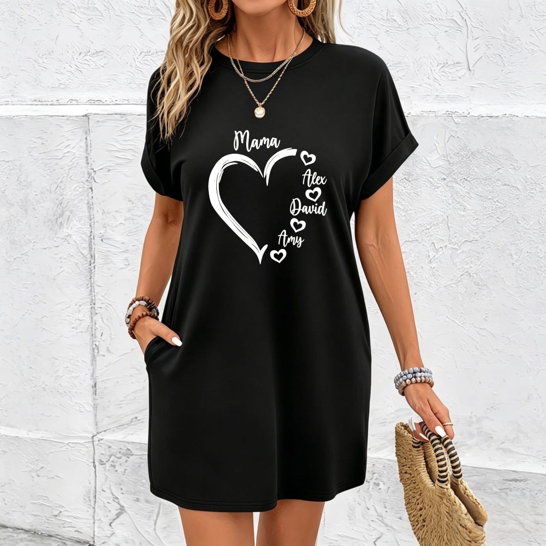 Chic Dress Made from Stretch Material Cotton T-Shirt in Black