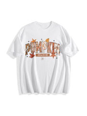 Pumpkin Season Retro Halloween Cotton T-Shirt in White