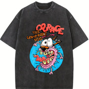ZestLoop Courage the Cowardly Dog Retro Heart Hands Vintage Washed T-Shirt in Black