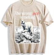 The Wrong ICE Is Melting Anti ICE and Batik vintage washed oversized T-shirt in Beige