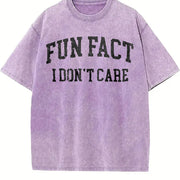 Fun Fact I Don't Care College vintage washed oversized T-shirt in Purple