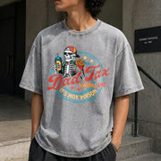 Father's Day Skull Fries Vintage Washed T-Shirt in Gray