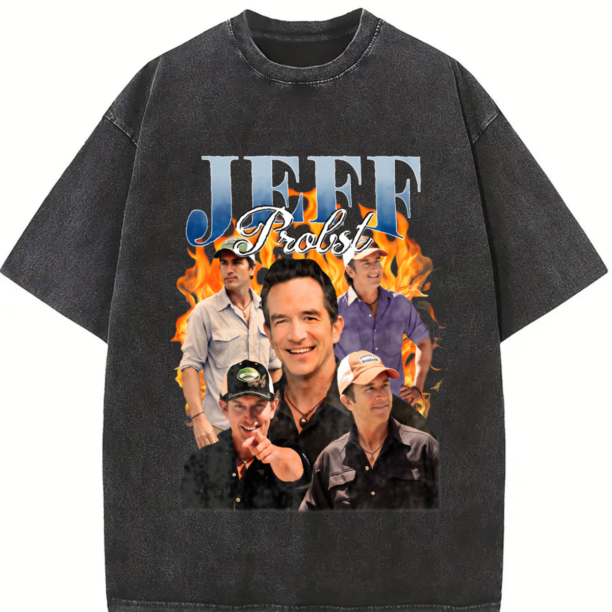 Jeff Probst Survivor Collage vintage washed oversized T-shirt in Black