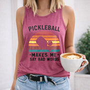 Pickleball Makes Me Say Bad Words Women's Color Cotton Tank Top in Red