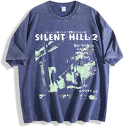Silent Hill 2 vintage washed oversized T-shirt in Blue