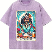 Off My Meds Unhinged Tarot Card vintage washed oversized T-shirt in Purple