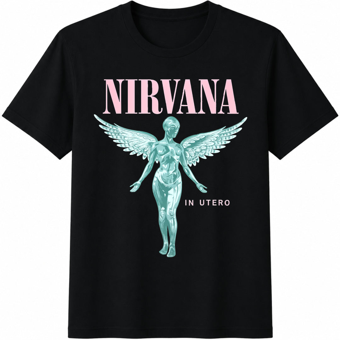 Couple Matching Anatomical Angel Grunge 9s Alternative Cotton T-Shirt in Black