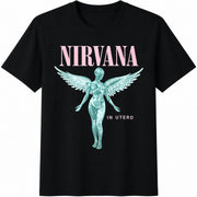 Couple Matching Anatomical Angel Grunge 9s Alternative Cotton T-Shirt in Black