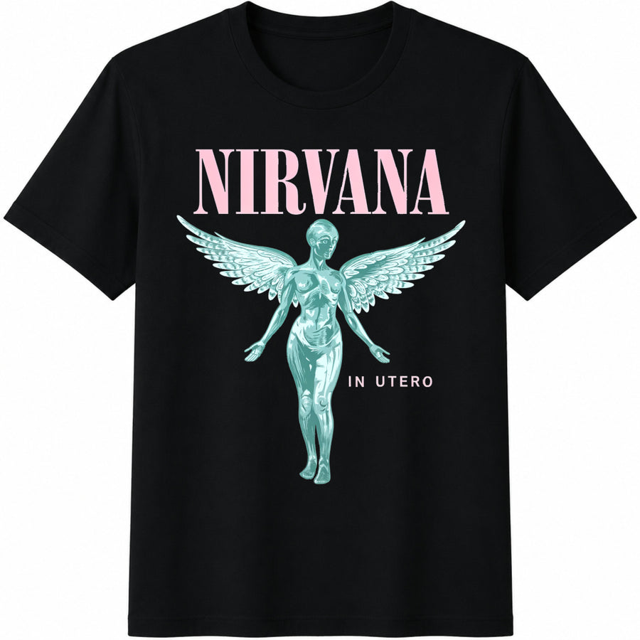 Couple Matching Anatomical Angel Grunge 9s Alternative Cotton T-Shirt in Black