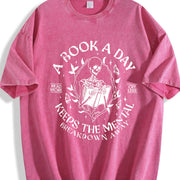 A Book a Day Keep the Mental Breakdown Away Vintage Washed T-Shirt in Red
