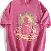 Retro Astronaut in the Space Vintage Washed T-Shirt in Red