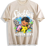 Stockholm Heaven Sent Vintage Washed T-Shirt in Beige