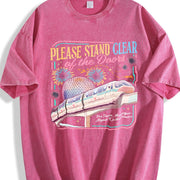 Retro Please Stand Clear of the Doors Vintage Washed T-Shirt in Red