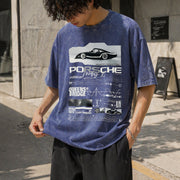 Porsche Performance Vintage Washed T-Shirt in Blue
