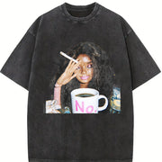 No Mug Woman Meme Vintage Washed T-Shirt in Black