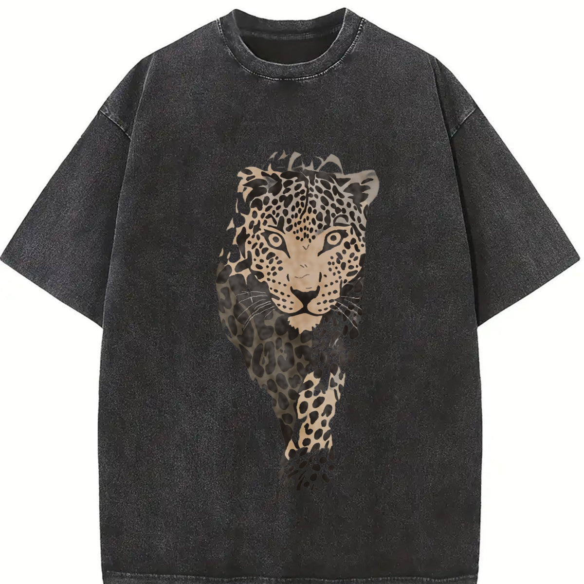 Local Delivery Leopard Head Vintage Washed T-Shirt in Black