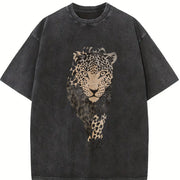 Local Delivery Leopard Head Vintage Washed T-Shirt in Black