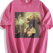 Smoking Glam Doll Vintage Washed T-Shirt in Red