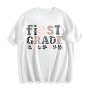 First Grade Teacher Cotton T-Shirt in White