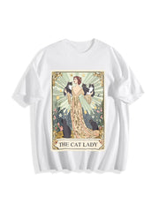 Cat Tarot Card Cat Lover Cotton T-Shirt in White