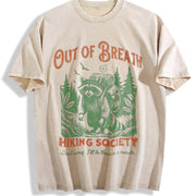 Out of Breath Hiking Society Vintage Washed T-Shirt in Beige
