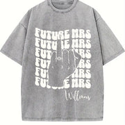Custome NAME Retro Bachelorette Bride Vintage Washed T-Shirt in Gray