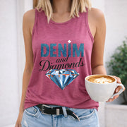 Denim and Diamonds Women's Color Cotton Tank Top in Red
