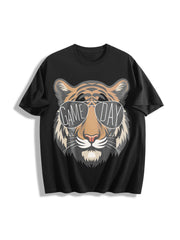 Tigers with Game Day Glasses Game Day Mascot Cotton T-Shirt in Black