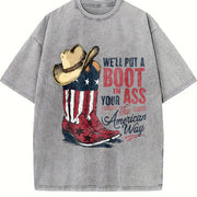 Courtesy of the Red White and Blue In 4th of July vintage washed oversized T-shirt in Gray