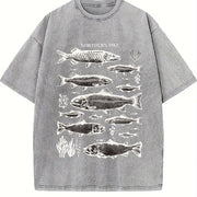 Northern Pike Fish 90s Vintage Washed T-Shirt in Gray