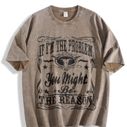 If I'm the Problem You Might Be the Reason Bull Skull vintage washed oversized T-shirt in Brown