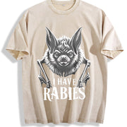 I Have Rabies 90s Vintage Washed T-Shirt in Beige